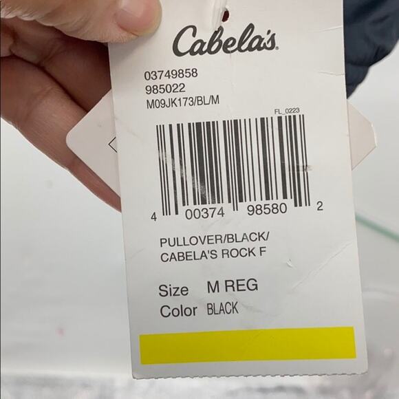 Cabela’s Rock pullover windbreaker black with pockets water and wind resistant M - Picture 2 of 9
